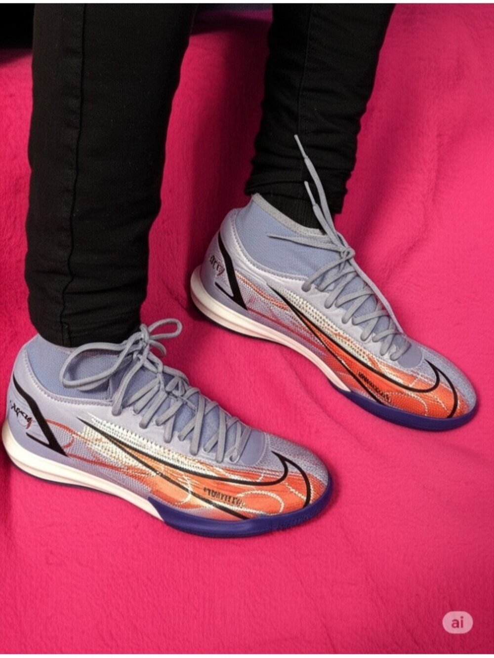 Nike Men's Superfly 8 Kylian Mbappe ‘Flame’ Indoor Soccer Sneakers Size 5 US
